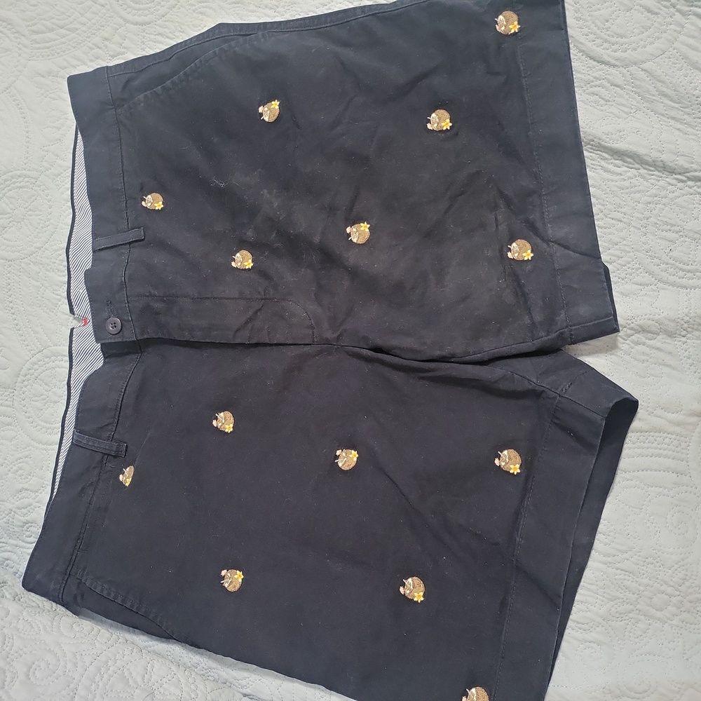 Daniel Cremieux Coconut Embroidered Navy Shorts, Size 40